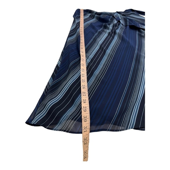 Ralph Lauren Black Label Navy Stripe Georgette Cascade Ruffle A-Line Midi Skirt - Picture 10 of 15